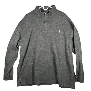 Polo Ralph Lauren Men's Gray 1/4 Zip Long Sleeve Sweatshirt 3XB Flesh Pony